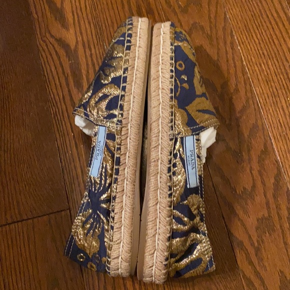 PRADA espadrilles/flats gold and navy, size 40 - Picture 3 of 7